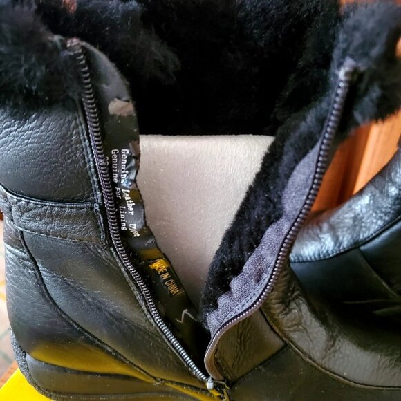 WOMEN BOOTS HOOPOE SIZE 8 W BLACK FAUX FUR ZIPPER STRAP CLOSURE NEW - Picture 6 of 12